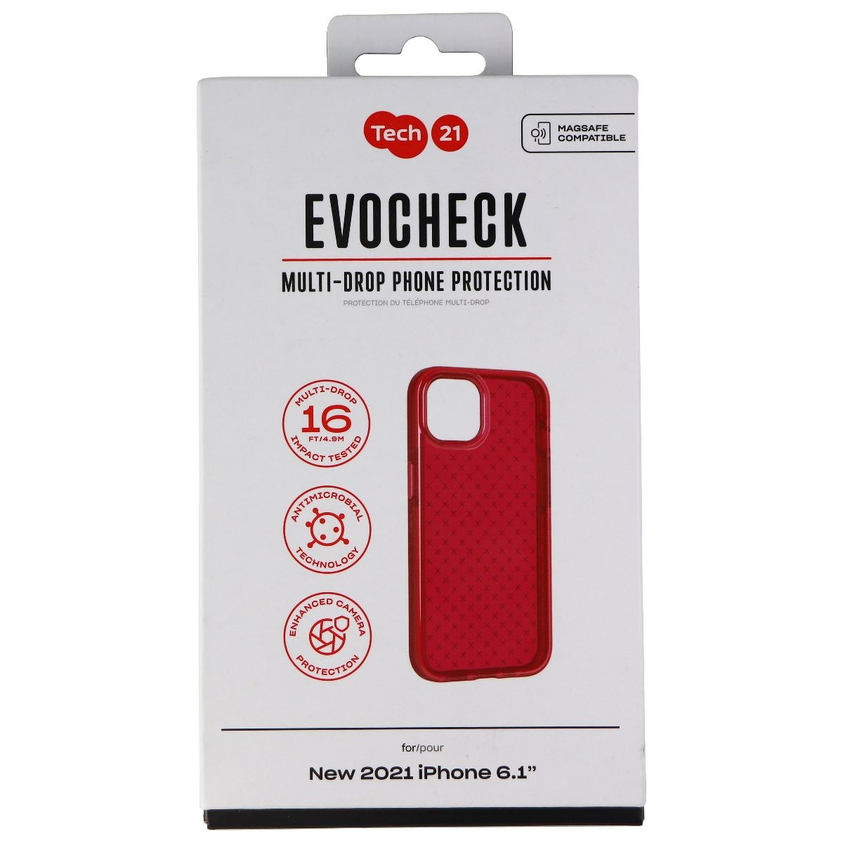 Tech21 Evo Check Series Flexible Gel Case for Apple iPhone 13 / 14 - Rubine Red Cell Phone - Cases, Covers & Skins Tech21    - Simple Cell Bulk Wholesale Pricing - USA Seller
