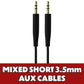 Generic 3.5mm to 3.5mm Short Aux Cables Under 4-foot - Mixed Color/Style/Length Computer/Network - Audio Cables & Adapters Unbranded    - Simple Cell Bulk Wholesale Pricing - USA Seller
