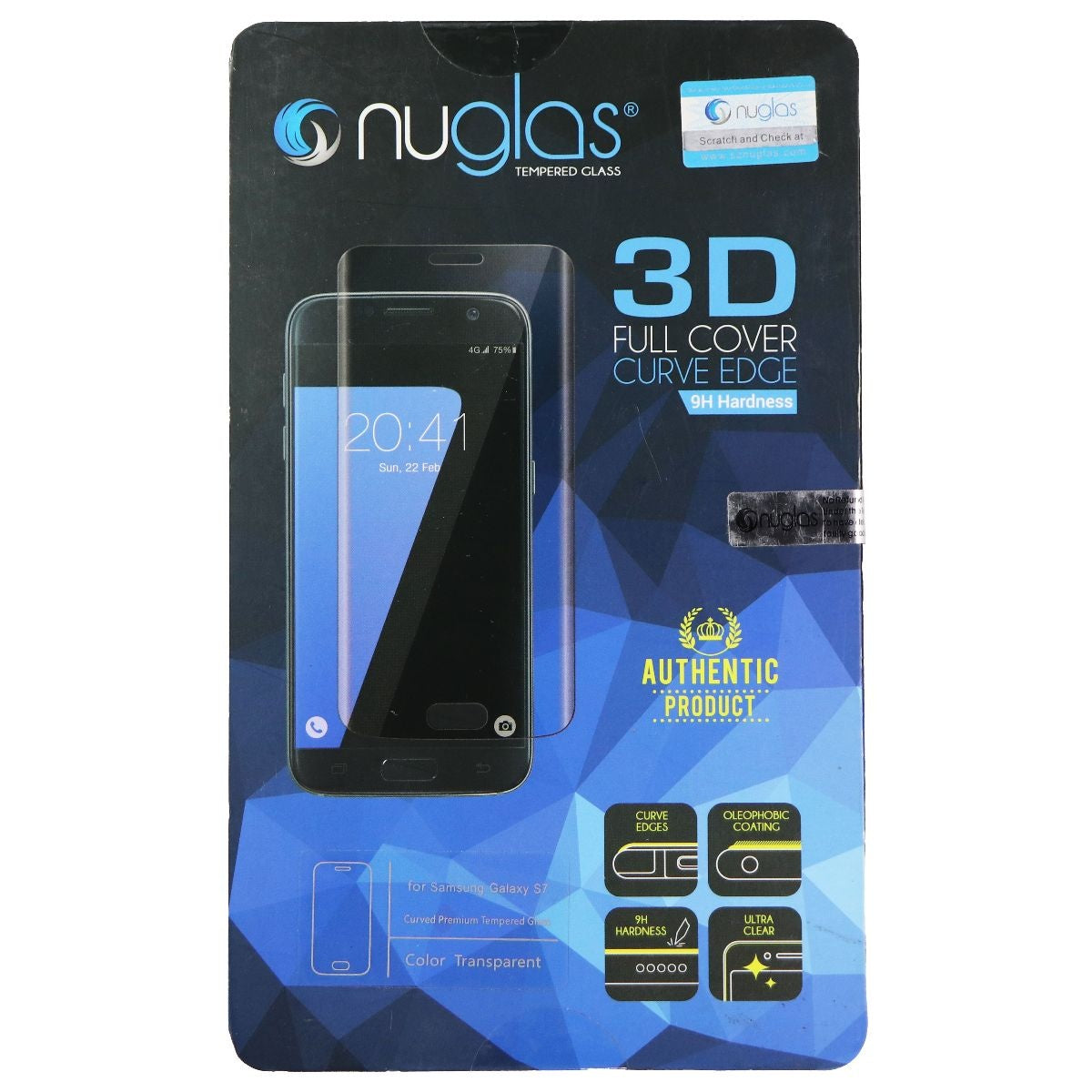 NuGlas Tempered Glass 3D Full CoveScreen Protector for Samsung Galaxy S7 - Clear Cell Phone - Screen Protectors Nuglas - Simple Cell Bulk Wholesale Pricing - USA Seller