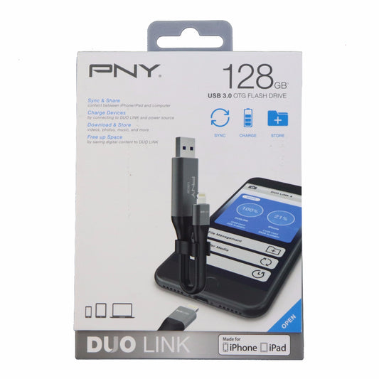 PNY 128GB Duo Link USB 3.0 On the Go Flash Drive for iPhone and iPads Digital Storage - USB Flash Drives PNY    - Simple Cell Bulk Wholesale Pricing - USA Seller