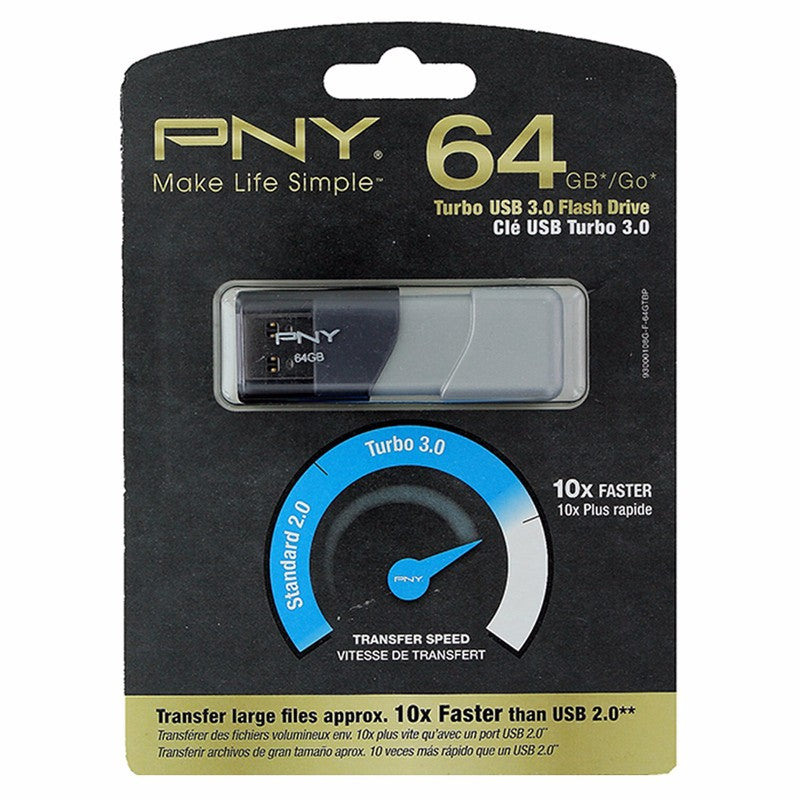 PNY 64GB Turbo USB 3.0 Flash Drive Digital Storage - USB Flash Drives PNY - Simple Cell Bulk Wholesale Pricing - USA Seller