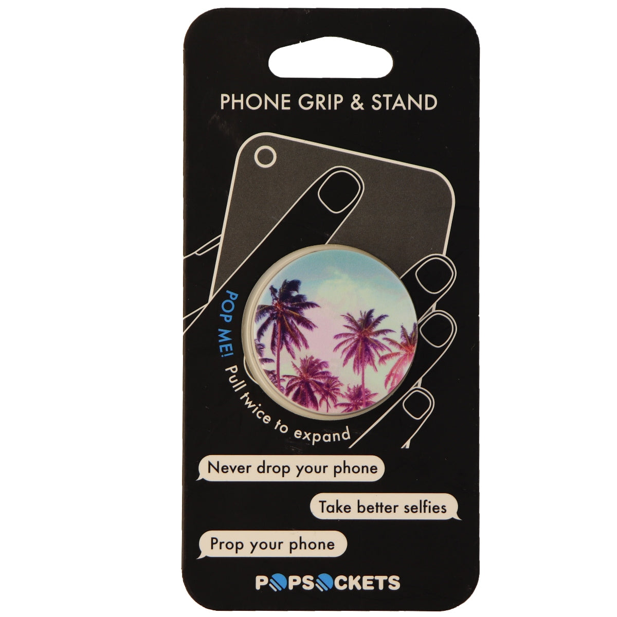 Genuine PopSockets Grip & Stand for Phones and Tablets - White/Palm Trees Cell Phone - Mounts & Holders PopSockets - Simple Cell Bulk Wholesale Pricing - USA Seller
