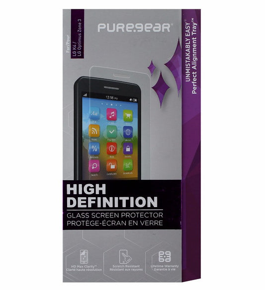 PureGear HD Tempered Glass Screen Protector for LG K4/Optimus Zone 3 - Clear Cell Phone - Screen Protectors PureGear    - Simple Cell Bulk Wholesale Pricing - USA Seller
