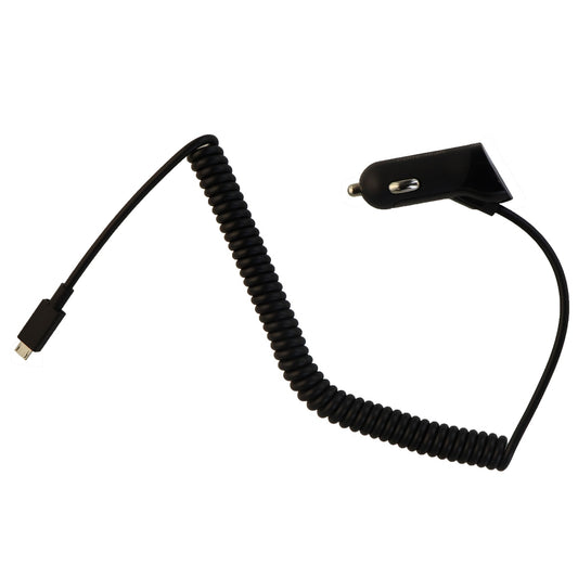 PureGear 4Ft Coiled 12W/2.4A Vehicle Car Charger for Micro-USB Devices - Black Cell Phone - Chargers & Cradles PureGear - Simple Cell Bulk Wholesale Pricing - USA Seller