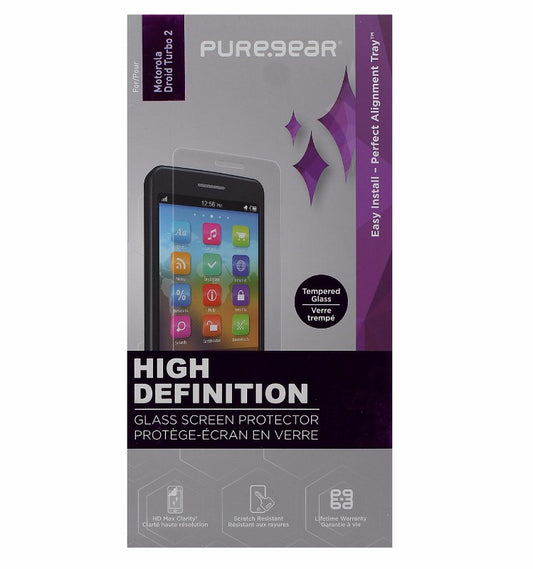 PureGear HD Tempered Glass Screen Protector for Motorola Droid Turbo 2 - Clear Cell Phone - Screen Protectors PureGear    - Simple Cell Bulk Wholesale Pricing - USA Seller