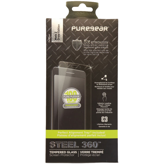 PureGear Steel 360 Tempered Glass Screen Protector for Moto Z Droid - Clear Cell Phone - Screen Protectors PureGear    - Simple Cell Bulk Wholesale Pricing - USA Seller