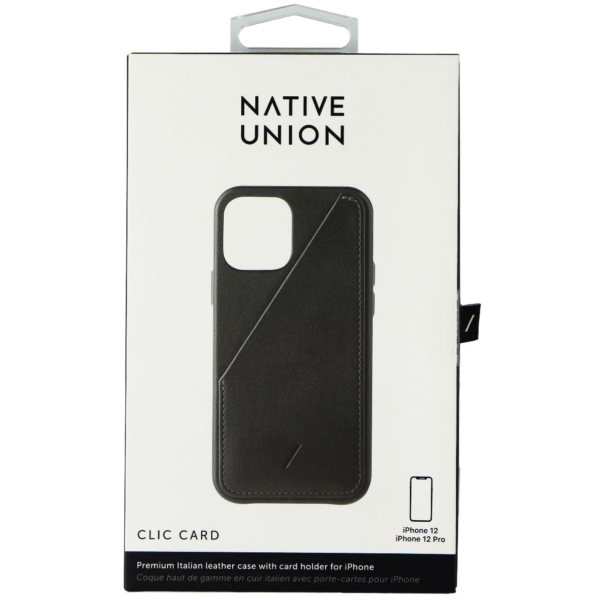 Native Union Clic Genuine Leather Card Case for iPhone 12 and 12 Pro - Black Cell Phone - Cases, Covers & Skins Native Union    - Simple Cell Bulk Wholesale Pricing - USA Seller