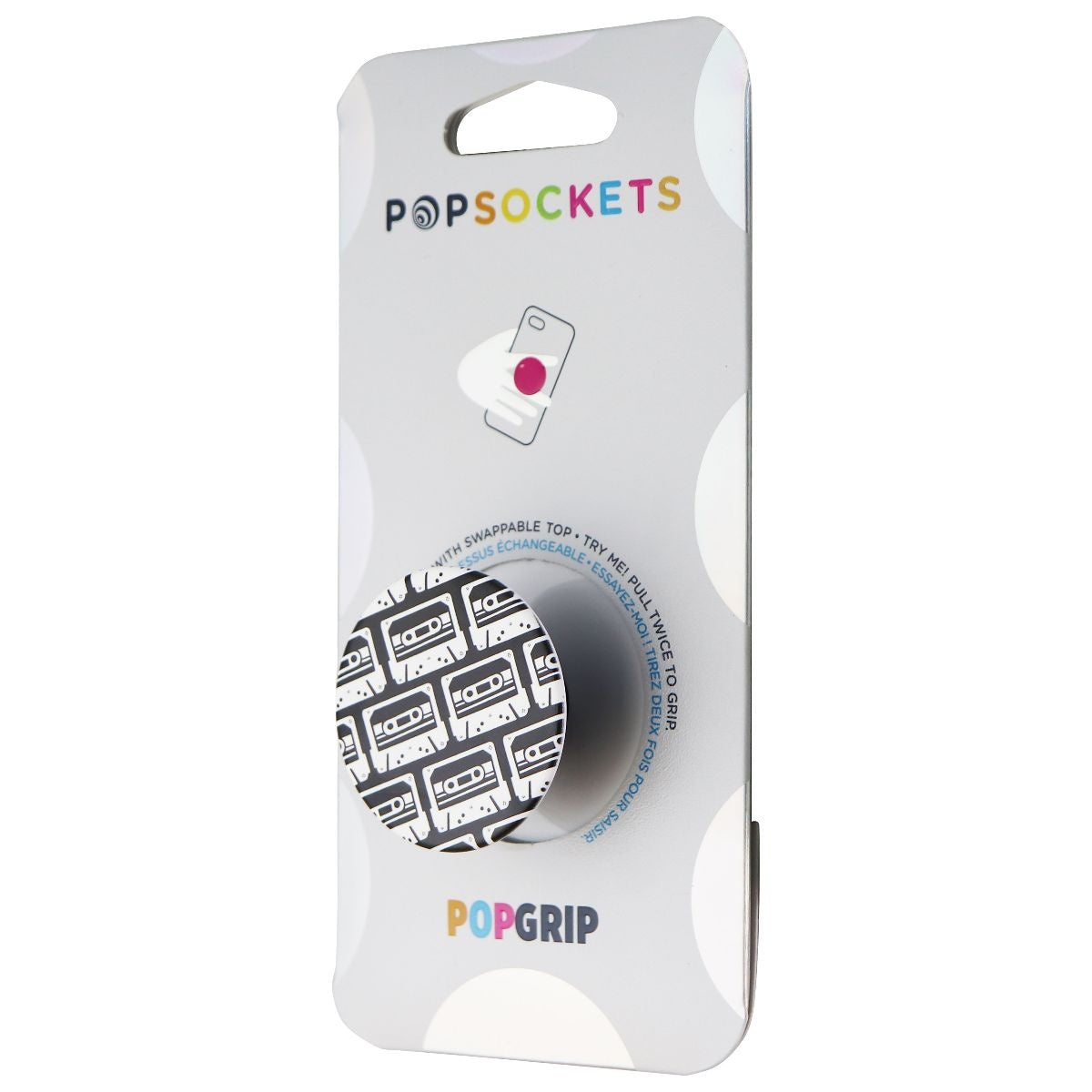 PopSockets PopGrip Stand and Grip with Swappable Top - Black/White Tapes Cell Phone - Mounts & Holders PopSockets    - Simple Cell Bulk Wholesale Pricing - USA Seller