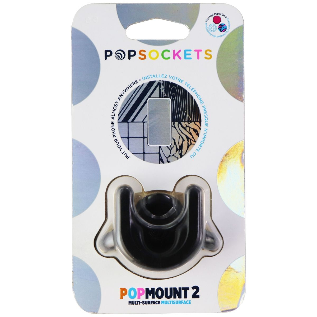 PopSockets PopMount 2: Multisurface Mount Grip - Black Cell Phone - Mounts & Holders PopSockets    - Simple Cell Bulk Wholesale Pricing - USA Seller