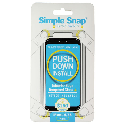 Simple Snap Tempered Glass Protector for Apple iPhone 6s and 6 - White/Clear Cell Phone - Screen Protectors Simple Snap    - Simple Cell Bulk Wholesale Pricing - USA Seller