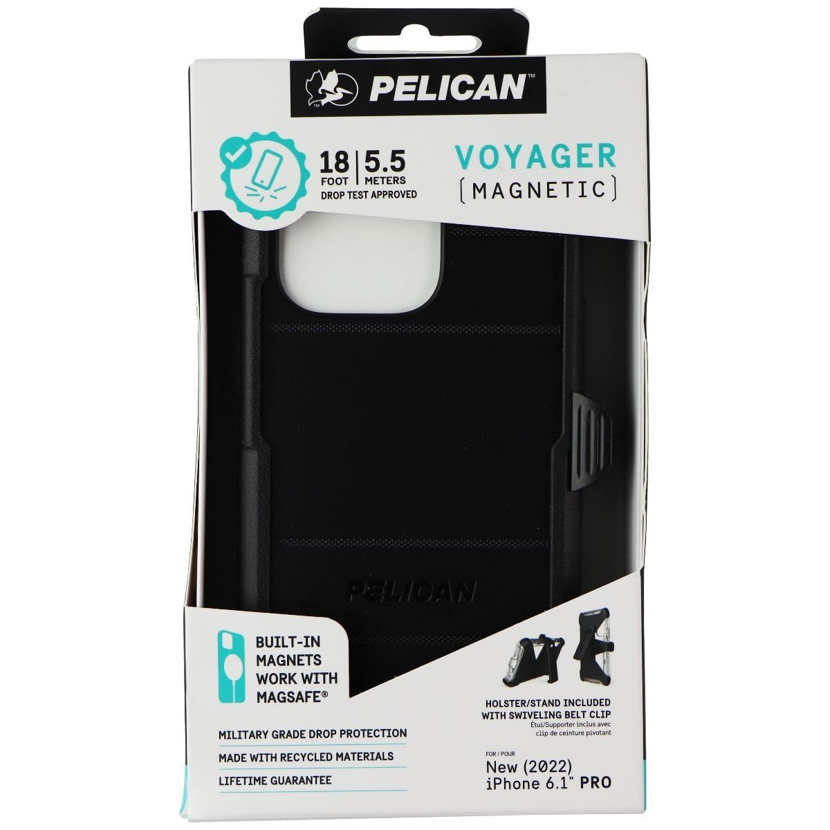 Pelican Voyager Series Magnetic Case with Clip for Apple iPhone 14 Pro - Black Cell Phone - Cases, Covers & Skins Case-Mate    - Simple Cell Bulk Wholesale Pricing - USA Seller