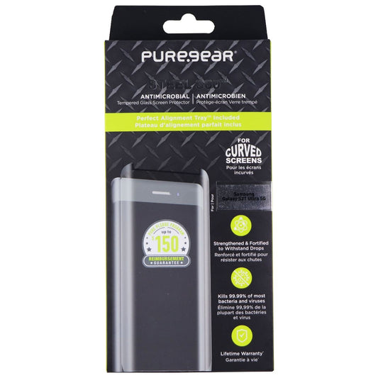 PureGear Steel 360 Tempered Glass Protector for Samsung Galaxy S21 Ultra 5G Cell Phone - Screen Protectors PureGear    - Simple Cell Bulk Wholesale Pricing - USA Seller