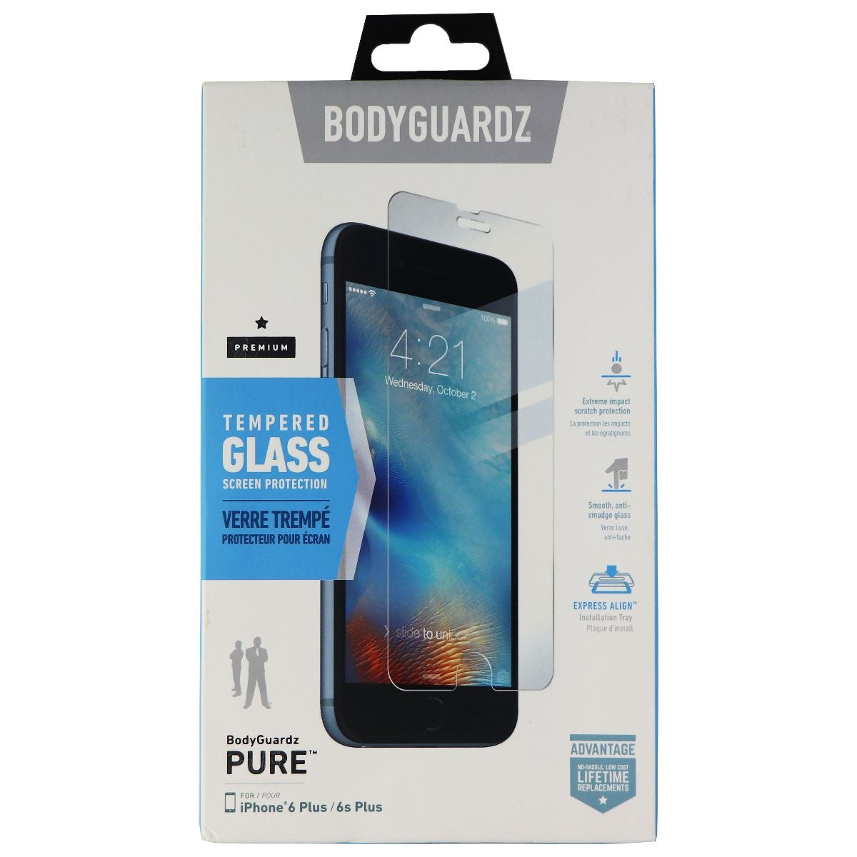 BodyGuardz Pure Tempered Glass Protector for iPhone 6s Plus & 6 Plus - Clear Cell Phone - Screen Protectors BODYGUARDZ - Simple Cell Bulk Wholesale Pricing - USA Seller