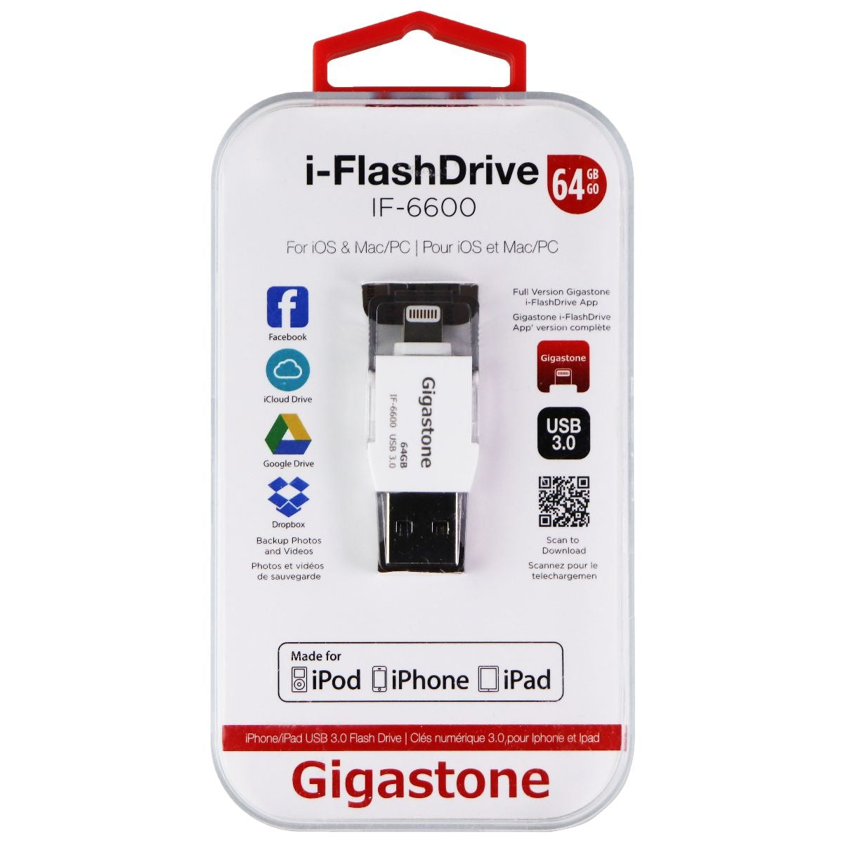 Gigastone USB Flash Drive for Apple iPhone & iPad - White (IF-6600) Digital Storage - USB Flash Drives Gigastone    - Simple Cell Bulk Wholesale Pricing - USA Seller