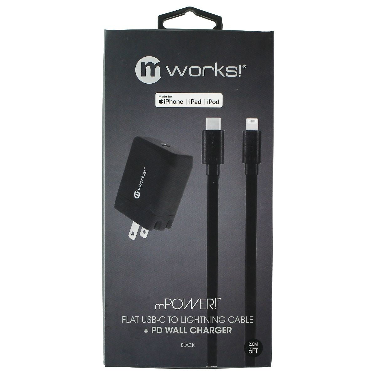 mWorks! mPower! PD Wall Charger and 6-Ft USB-C to Lightning 8-Pin Cable - Black Cell Phone - Chargers & Cradles mWorks! - Simple Cell Bulk Wholesale Pricing - USA Seller