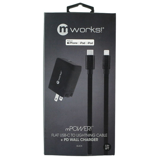mWorks! mPower! PD Wall Charger and 6-Ft USB-C to Lightning 8-Pin Cable - Black Cell Phone - Chargers & Cradles mWorks! - Simple Cell Bulk Wholesale Pricing - USA Seller