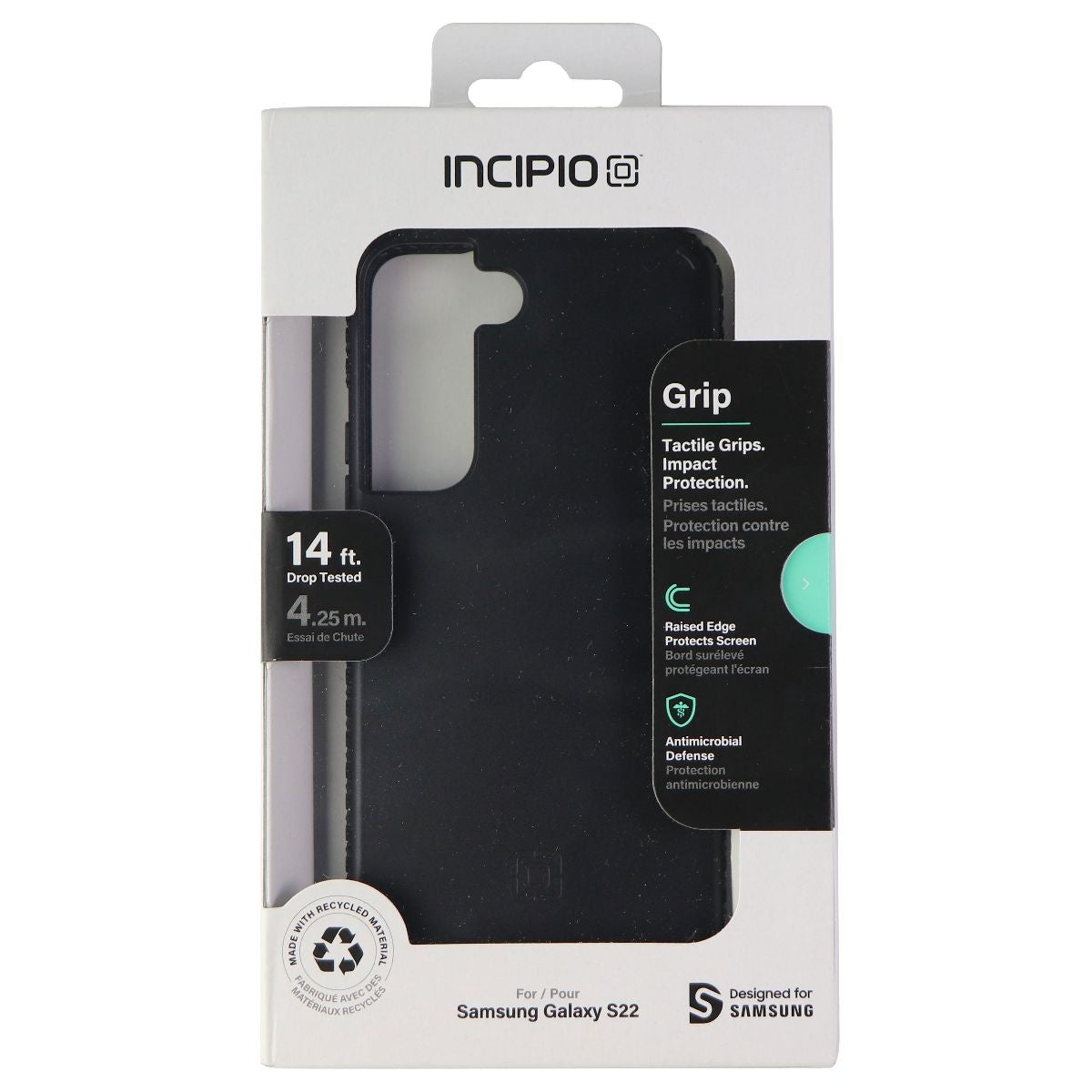 Incipio Grip Series Hard Case for Samsung Galaxy S22 - Black Cell Phone - Cases, Covers & Skins Incipio - Simple Cell Bulk Wholesale Pricing - USA Seller