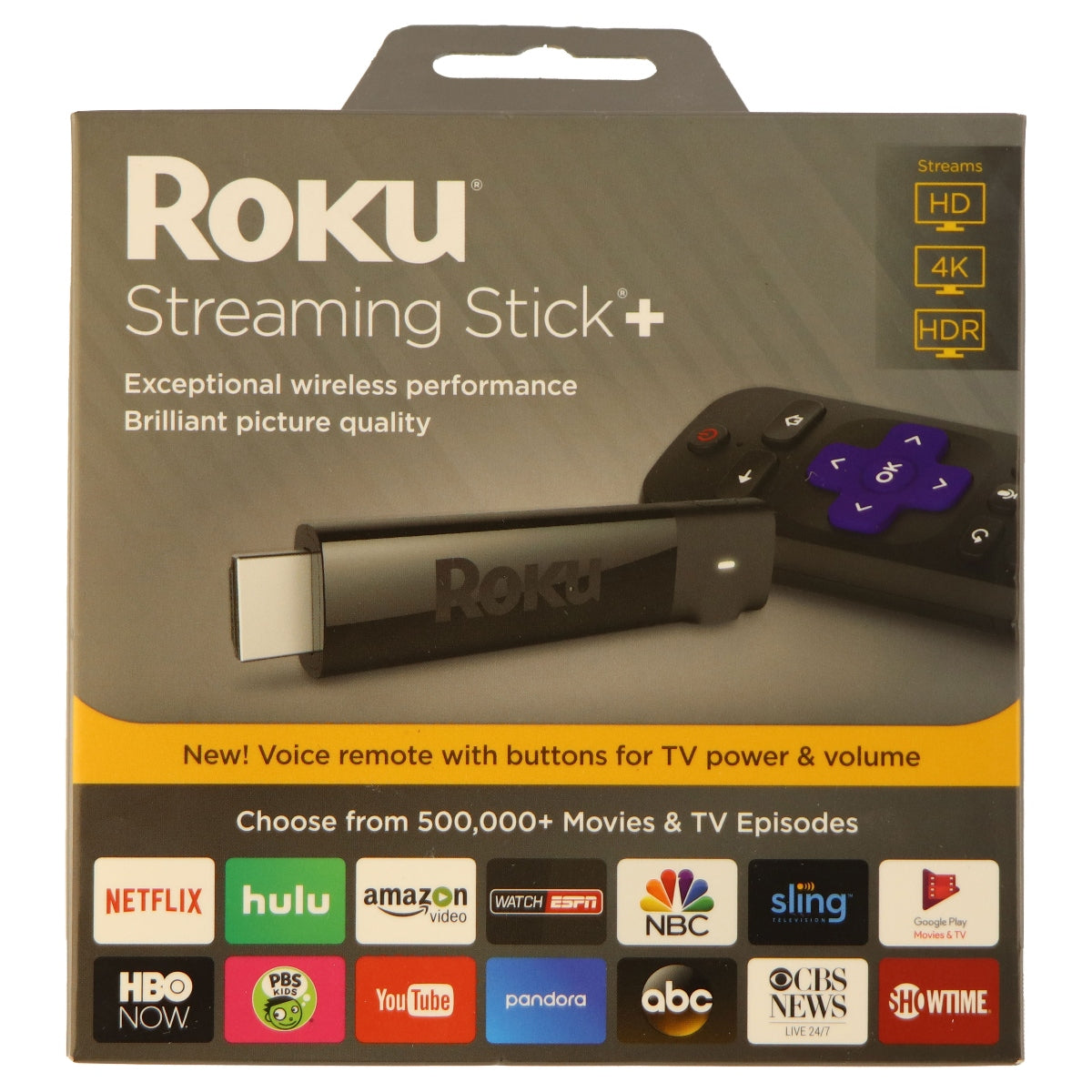 Roku Streaming Stick+ 4K/HDR/HD with 4x the wireless range & voice remote(2017) Home Multimedia - Internet & Media Streamers Roku - Simple Cell Bulk Wholesale Pricing - USA Seller