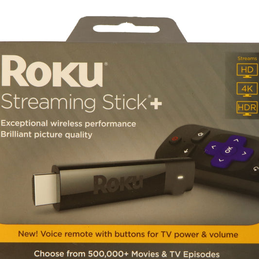 Roku Streaming Stick+ 4K/HDR/HD with 4x the wireless range & voice remote(2017) Home Multimedia - Internet & Media Streamers Roku - Simple Cell Bulk Wholesale Pricing - USA Seller