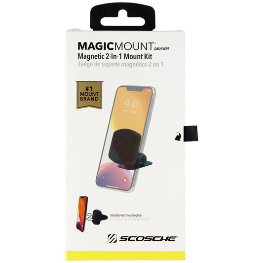 Scosche MagicMount Magnetic 2-in-1 Mount Kit for Vehicles & More - Black Cell Phone - Mounts & Holders Scosche    - Simple Cell Bulk Wholesale Pricing - USA Seller