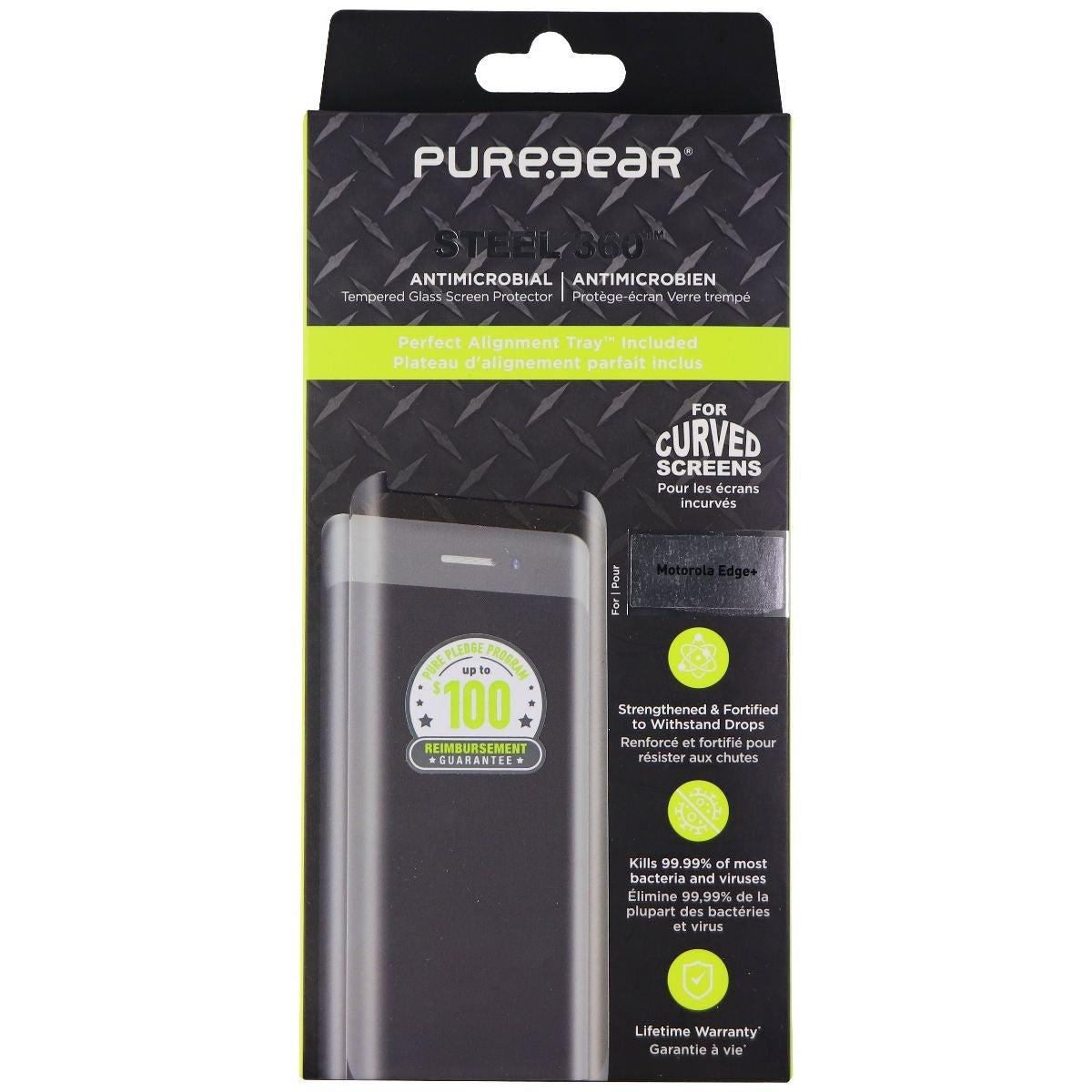 PureGear Steel 360 Series Tempered Glass for Motorola Edge+ (2020) - Clear Cell Phone - Screen Protectors PureGear - Simple Cell Bulk Wholesale Pricing - USA Seller