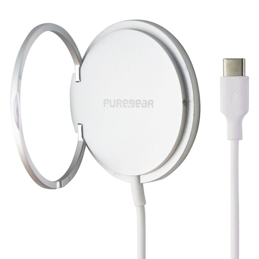 PureGear 15W Fast Magnetic (MagSafe) Wireless Charger - Silver/White (63871PG) Cell Phone - Chargers & Cradles PureGear    - Simple Cell Bulk Wholesale Pricing - USA Seller