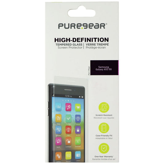 PureGear High-Definition Tempered Glass for Samsung Galaxy A53 5G - Clear Cell Phone - Screen Protectors PureGear    - Simple Cell Bulk Wholesale Pricing - USA Seller