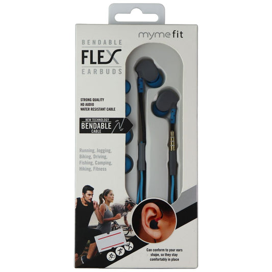 MyMeFit Flex Bendable Earbuds (Universal, 3.5mm) - Blue/Gray Parts & Accessories - Headsets & Earpieces MYMEFIT    - Simple Cell Bulk Wholesale Pricing - USA Seller