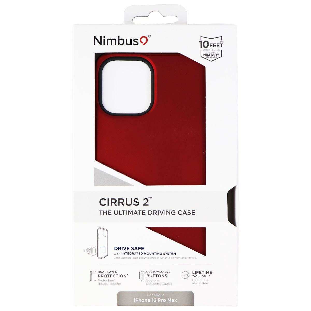 Nimbus9 Cirrus 2 Series Case for Apple iPhone 12 Pro Max - Crimson Red/Black Cell Phone - Cases, Covers & Skins Nimbus9 - Simple Cell Bulk Wholesale Pricing - USA Seller