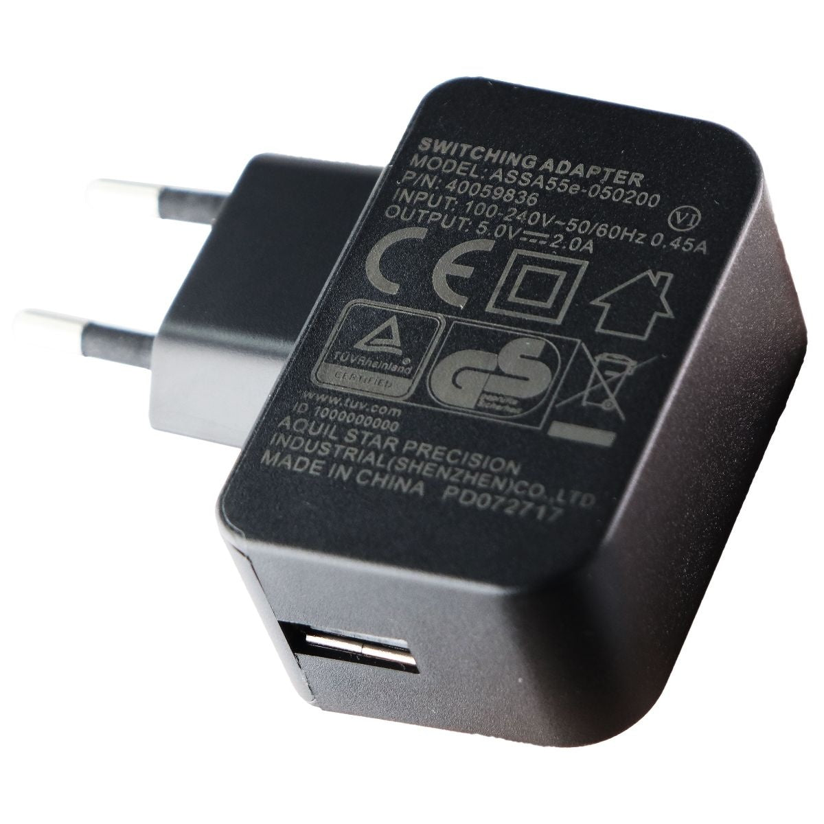 Aquil Star (5V/2A) USB Travel Adapter with EU / European Plug (ASSA55e-050200) Cell Phone - Chargers & Cradles Aquil Star - Simple Cell Bulk Wholesale Pricing - USA Seller