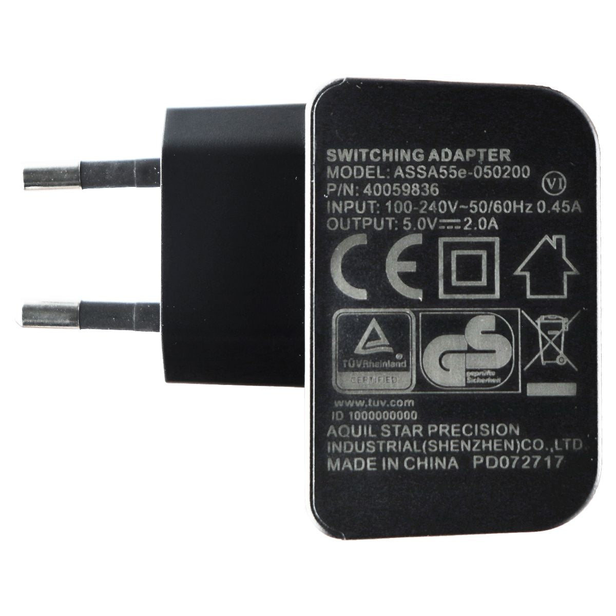 Aquil Star (5V/2A) USB Travel Adapter with EU / European Plug (ASSA55e-050200) Cell Phone - Chargers & Cradles Aquil Star - Simple Cell Bulk Wholesale Pricing - USA Seller
