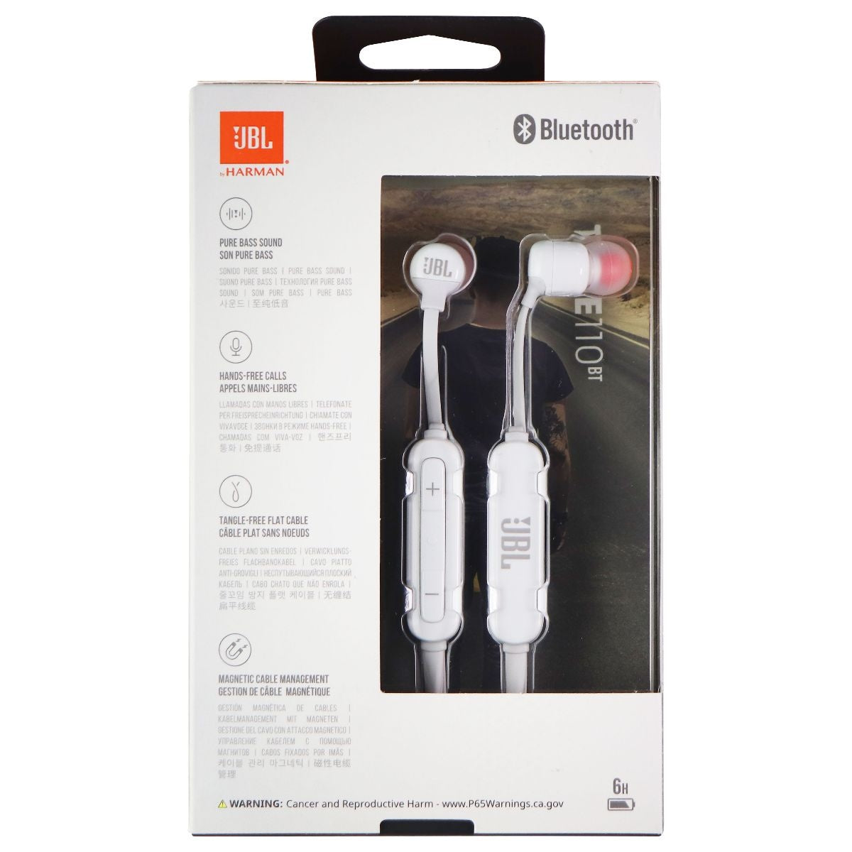 JBL TUNE 110BT - In-Ear Wireless Bluetooth Headphones - White (JBLT110WHTAM) Portable Audio - Headphones JBL - Simple Cell Bulk Wholesale Pricing - USA Seller