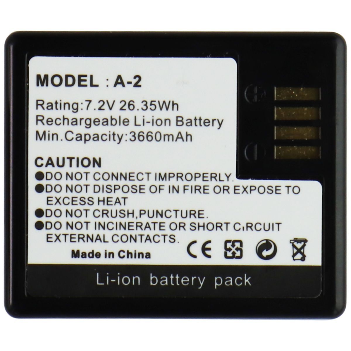 Replacement A-2 Rechargeable 3660mAh (7.2V/26.35Wh) Li-Ion Battery for Arlo Go Home Surveillance - Security Cameras Unbranded - Simple Cell Bulk Wholesale Pricing - USA Seller