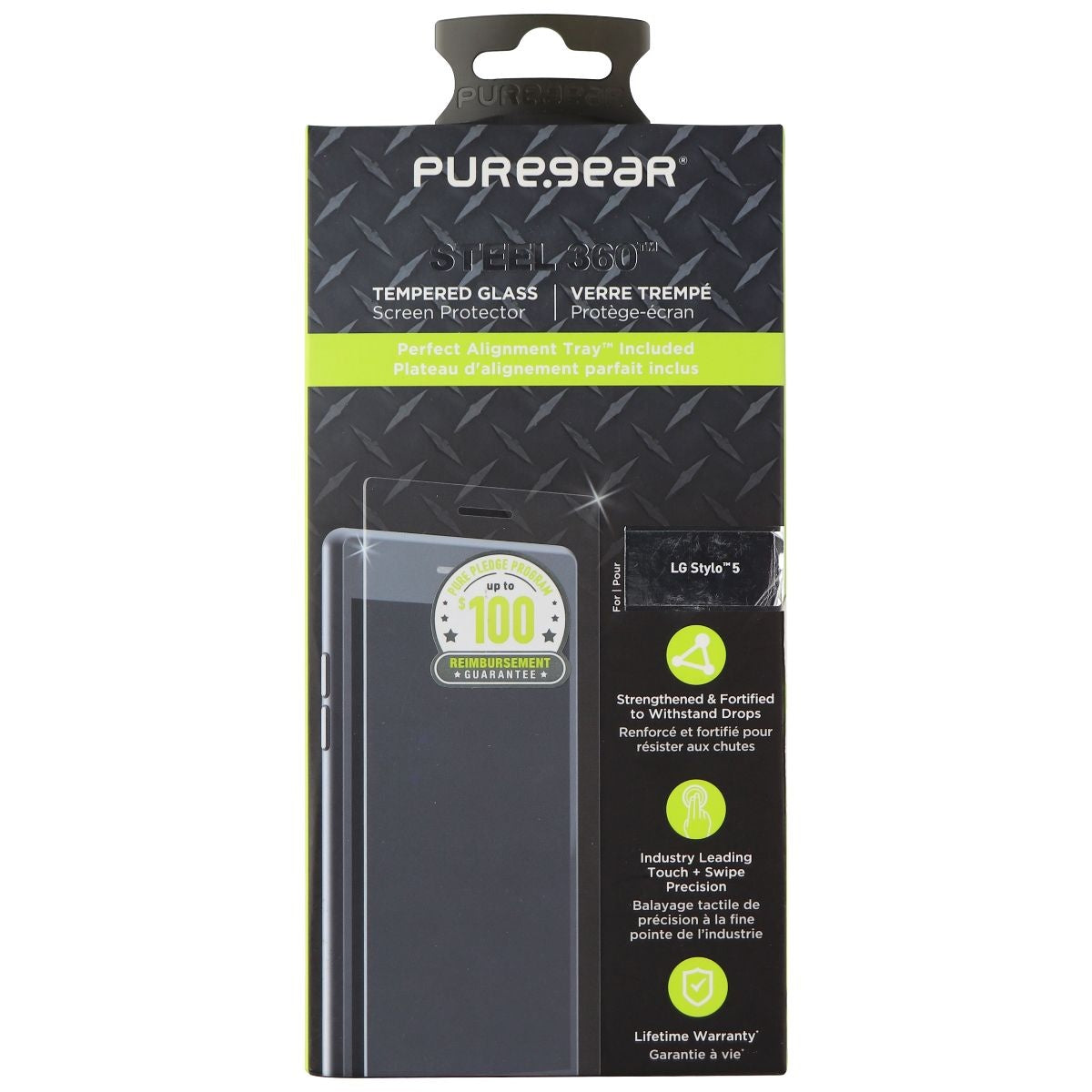PureGear Steel 360 Tempered Glass for LG Stylo 5 Smartphones - Clear Cell Phone - Screen Protectors PureGear - Simple Cell Bulk Wholesale Pricing - USA Seller