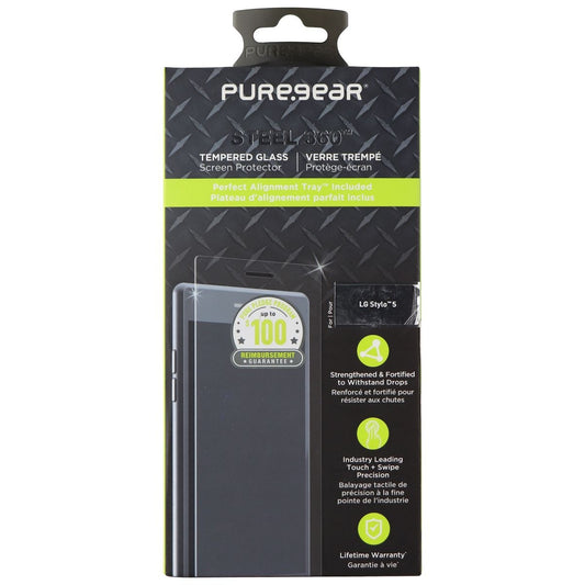 PureGear Steel 360 Tempered Glass for LG Stylo 5 Smartphones - Clear Cell Phone - Screen Protectors PureGear - Simple Cell Bulk Wholesale Pricing - USA Seller