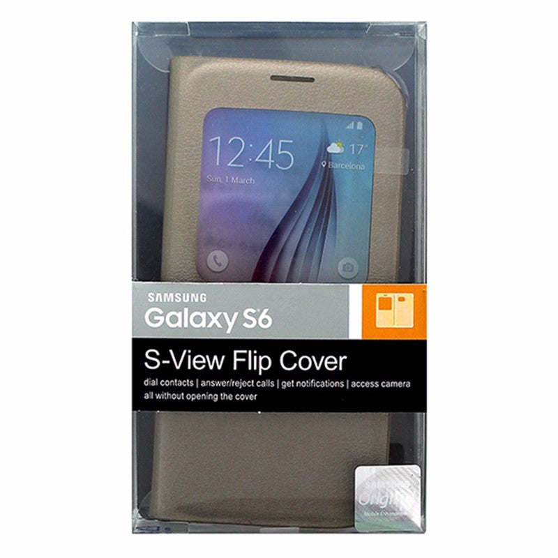 Samsung S-View Flip Cover Case for Samsung Galaxy S6 Gold Cell Phone - Cases, Covers & Skins Samsung - Simple Cell Bulk Wholesale Pricing - USA Seller