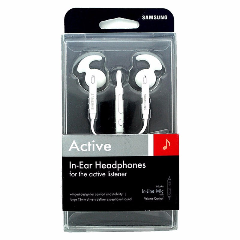 Samsung Active In-Ear Headphones with Microphone & Extra Ear Gels - White Portable Audio - Headphones Samsung    - Simple Cell Bulk Wholesale Pricing - USA Seller