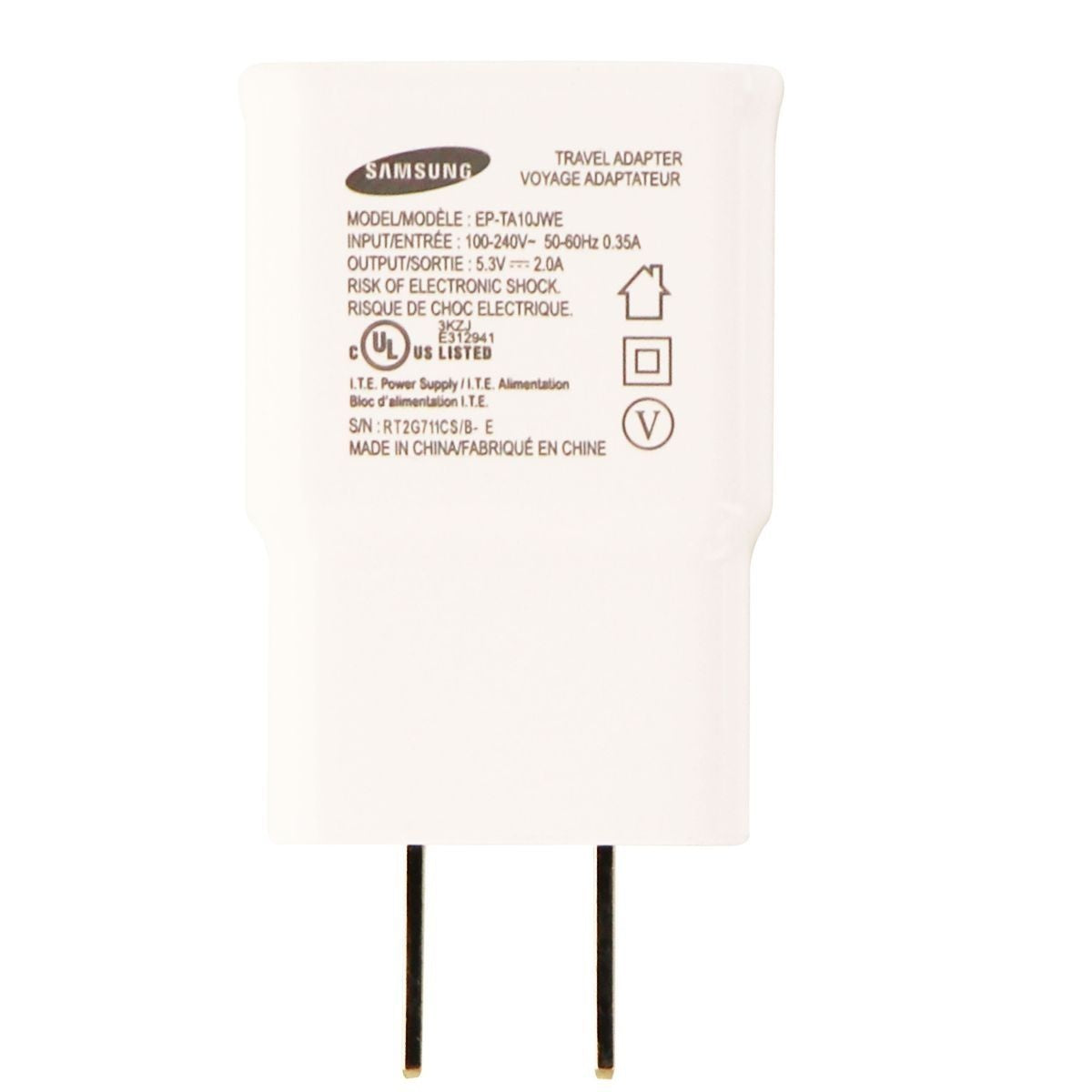 Samsung (EP-TA10JWE) Wall Adapter (5.3 Volt - 2 Amp) for USB Devices - White Cell Phone - Cables & Adapters Samsung - Simple Cell Bulk Wholesale Pricing - USA Seller