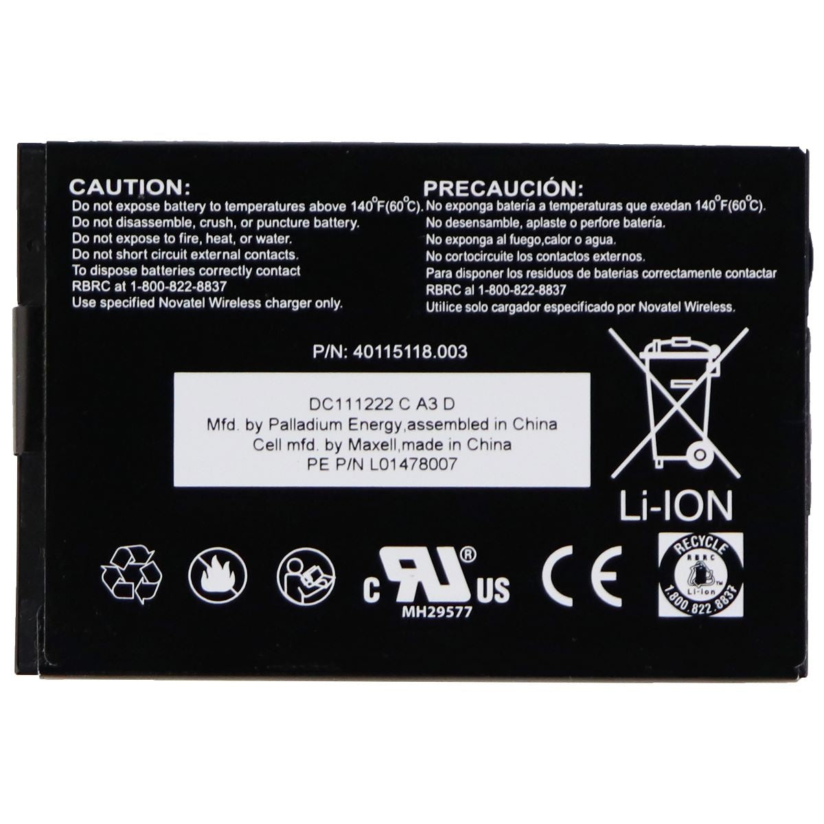Novatel Rechargeable OEM Battery (40115118.003) 1,500mAh for MiFi 4510L Cell Phone - Batteries Novatel Wireless - Simple Cell Bulk Wholesale Pricing - USA Seller