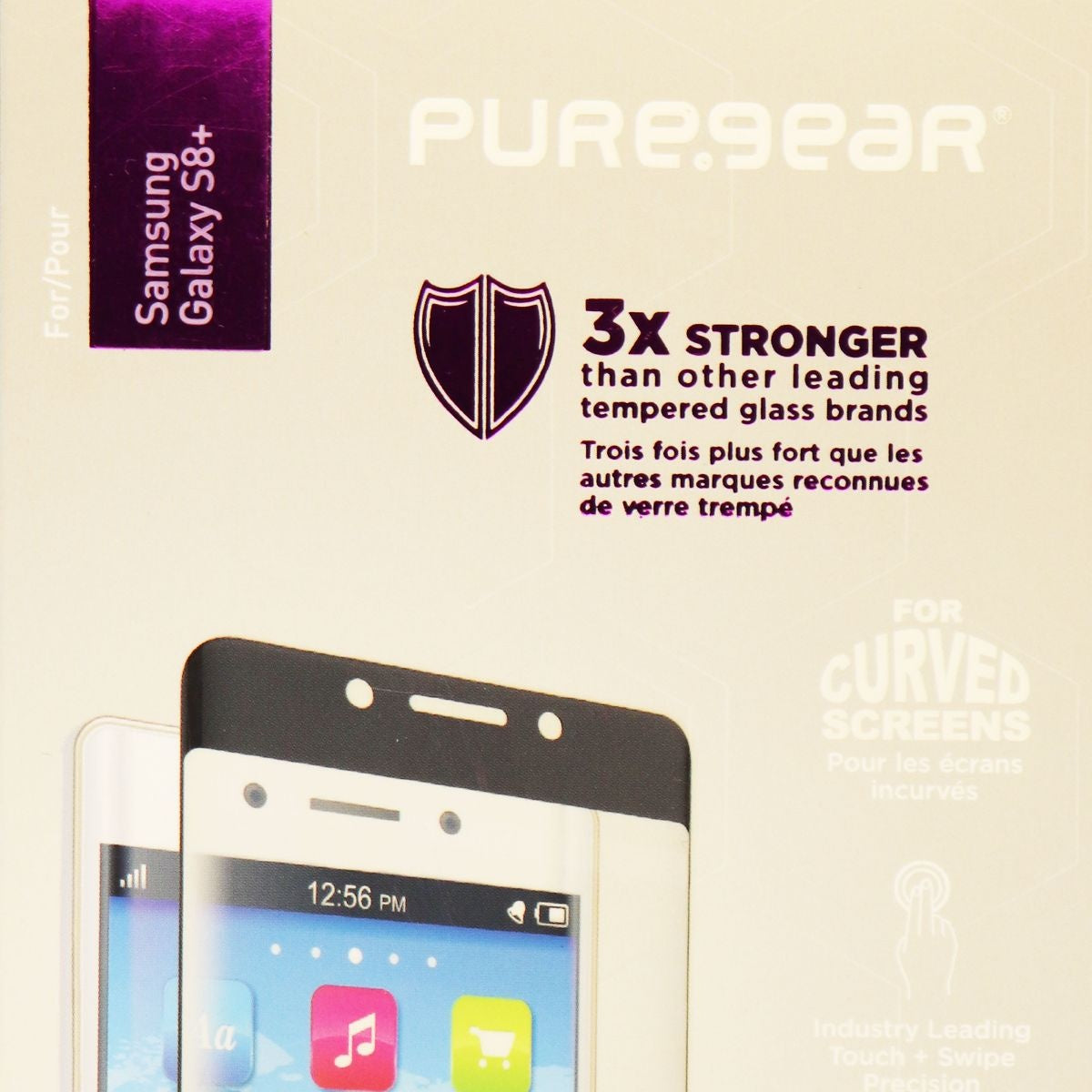 PureGear Curved HD Tempered Glass for Samsung S8+ (Plus) - Clear/Black Border Cell Phone - Screen Protectors PureGear    - Simple Cell Bulk Wholesale Pricing - USA Seller