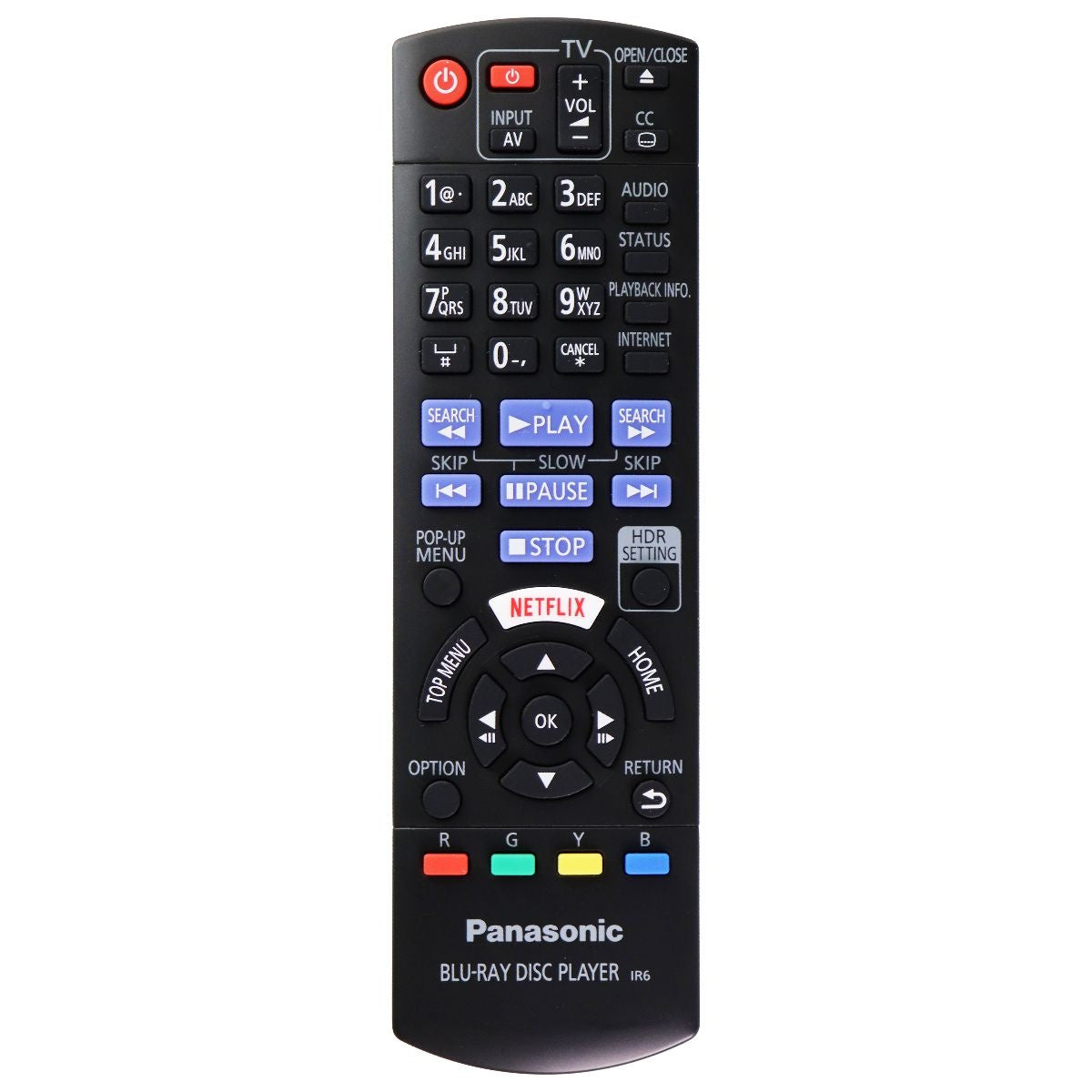 Panasonic Remote Control (N2QAYB001206) for Blu-Ray Disc Player IR6 - Black TV, Video & Audio Accessories - Remote Controls Panasonic    - Simple Cell Bulk Wholesale Pricing - USA Seller