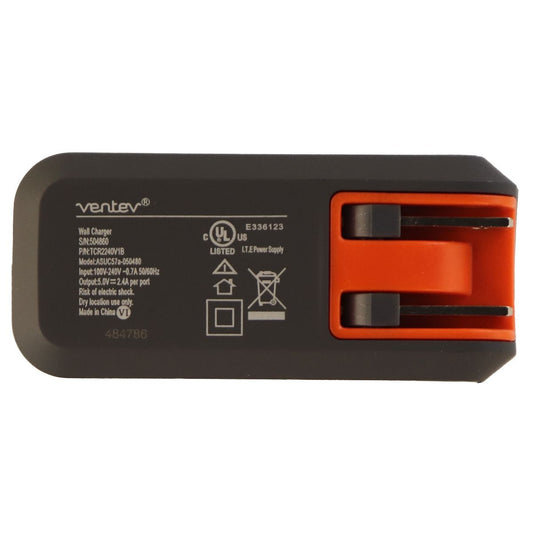 Ventev 4.8A Wall Charger R2240 Adapter with Dual USB Ports - Matte Gray Cell Phone - Chargers & Cradles Ventev - Simple Cell Bulk Wholesale Pricing - USA Seller