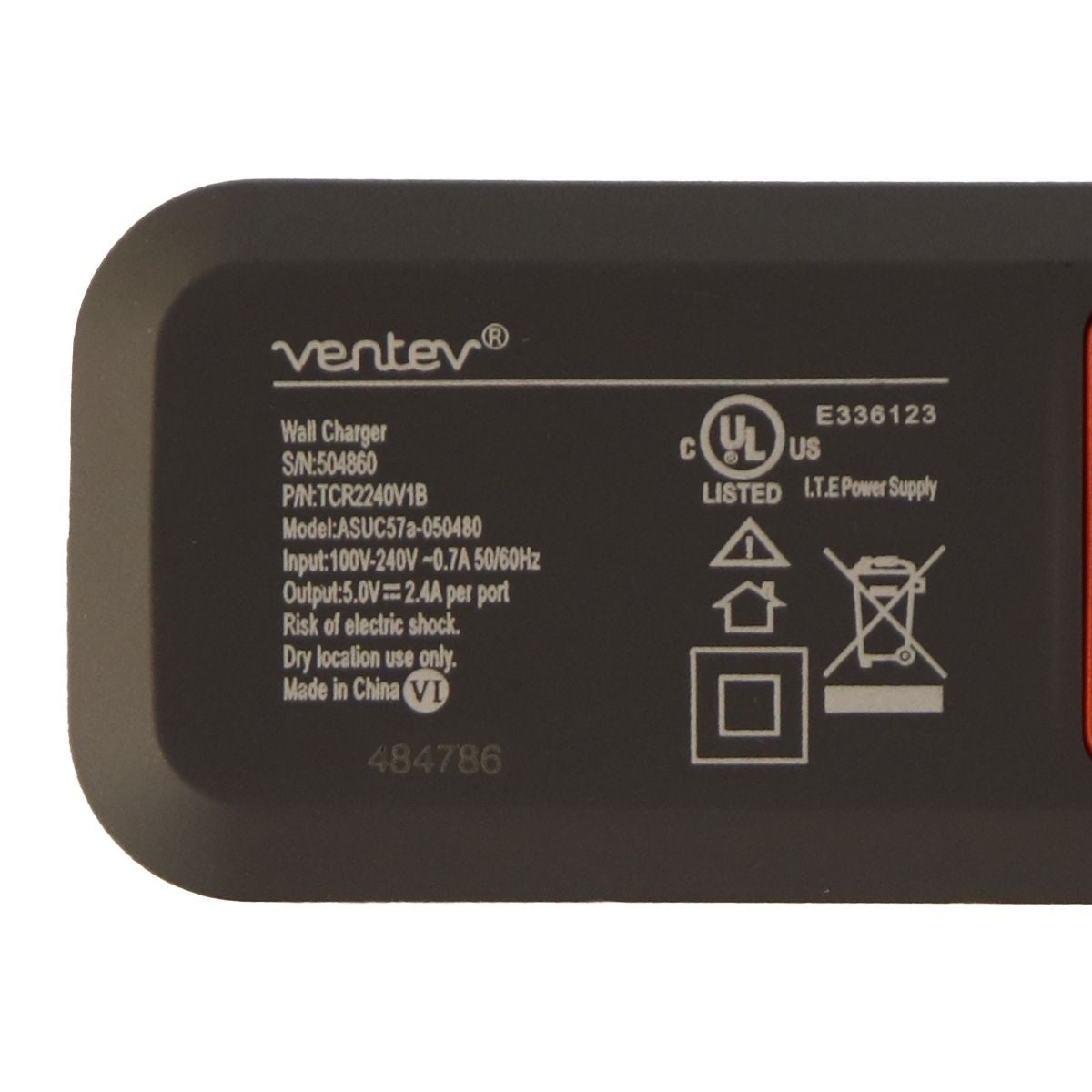 Ventev 4.8A Wall Charger R2240 Adapter with Dual USB Ports - Matte Gray Cell Phone - Chargers & Cradles Ventev - Simple Cell Bulk Wholesale Pricing - USA Seller