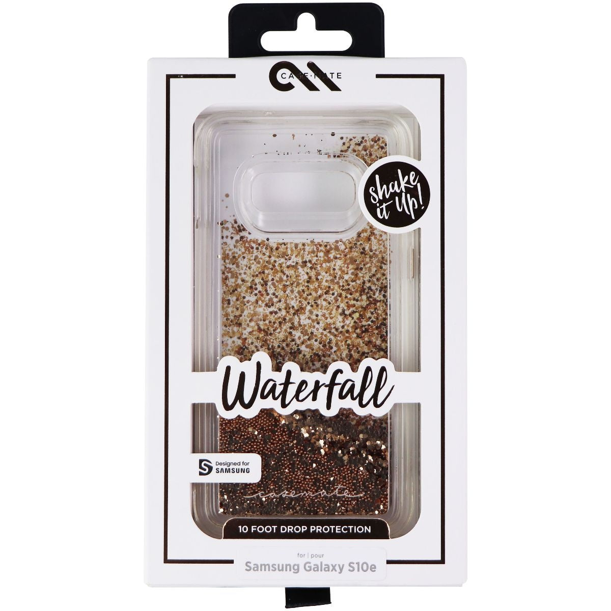 Case-Mate Waterfall Series Liquid Glitter Case for Galaxy S10e - Clear/Gold Cell Phone - Cases, Covers & Skins Case-Mate - Simple Cell Bulk Wholesale Pricing - USA Seller