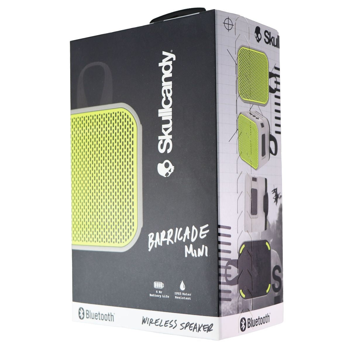 Skullcandy Barricade Mini Bluetooth Wireless Portable Speaker - Gray/Hot Lime Cell Phone - Audio Docks & Speakers Skullcandy    - Simple Cell Bulk Wholesale Pricing - USA Seller