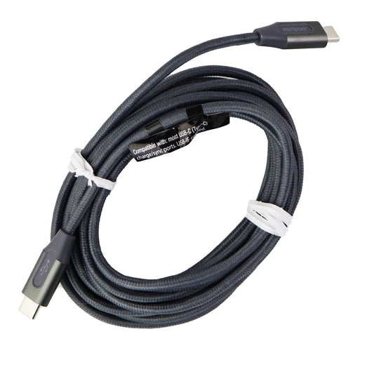 Verizon 10-Ft (USB-C) to (USB-C) Charge & Sync Braided Cable - Gunmetal Gray Cell Phone - Cables & Adapters Verizon - Simple Cell Bulk Wholesale Pricing - USA Seller