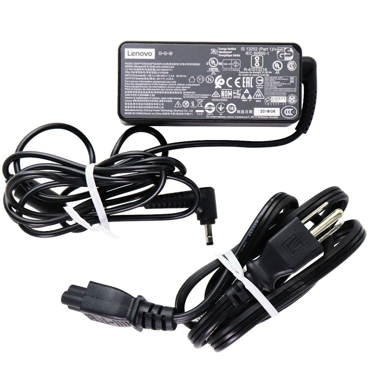Lenovo OEM AC/DC Power Adapter With Small Plug - Black (ADLX45NCC3A) Computer Accessories - Laptop Power Adapters/Chargers Lenovo    - Simple Cell Bulk Wholesale Pricing - USA Seller