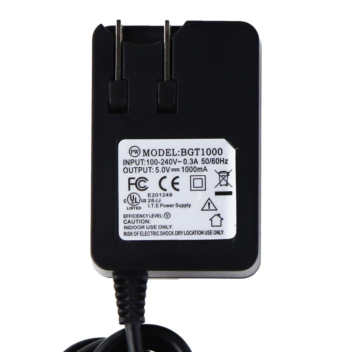 (5-Volt/1-Amp) 6-Foot Micro-USB Wall Charger/Power Adapter - Black (BGT1000) Cell Phone - Chargers & Cradles Unbranded    - Simple Cell Bulk Wholesale Pricing - USA Seller