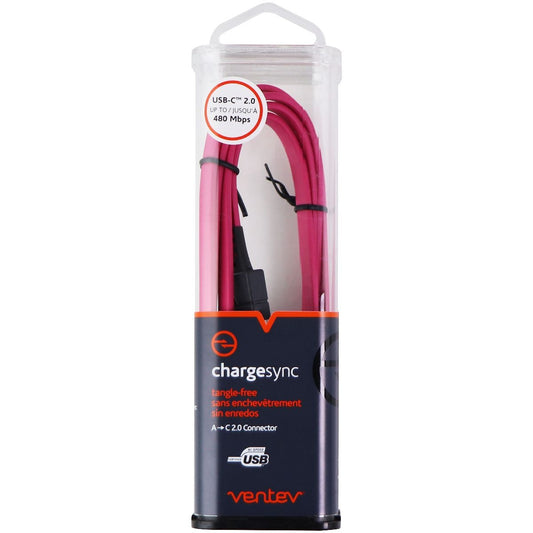 Ventev 3.3-Foot ChargeSync (USB-C) to USB Flat Tangle-Free Cable - Pink