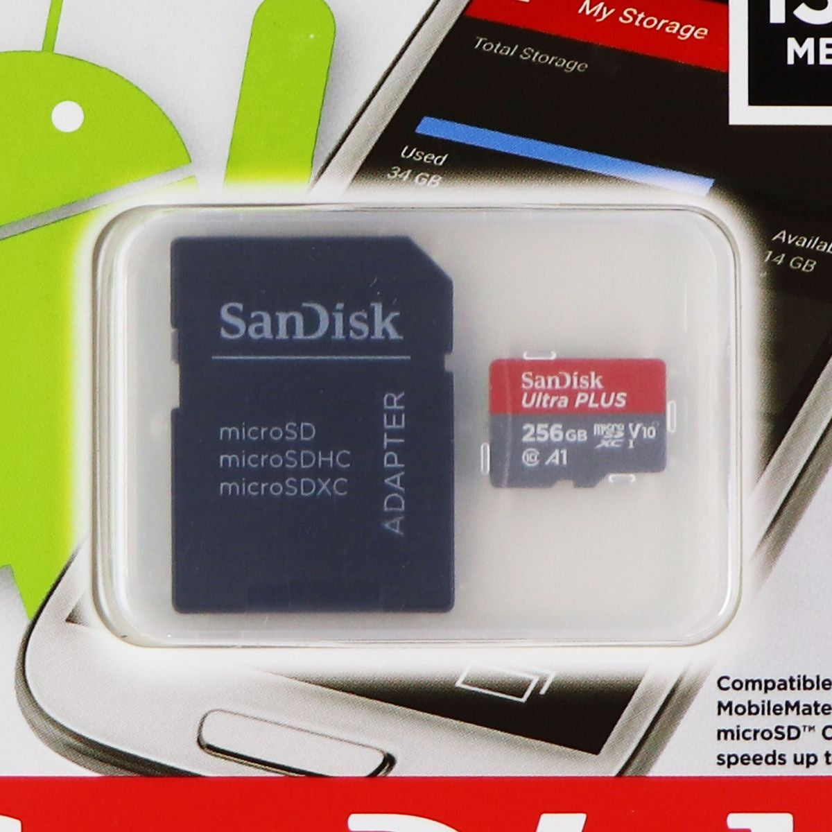 SanDisk Ultra Plus microSDXC UHS-1 Card with Adapter - 256GB - (130MB/s) Digital Camera - Memory Cards SanDisk    - Simple Cell Bulk Wholesale Pricing - USA Seller